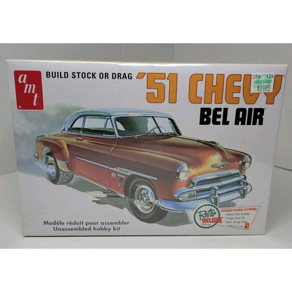 AMT '51 Chevy Bel Air Retro Deluxe Stock/Drag 1:25 Plastic Model Kit AMT862/12